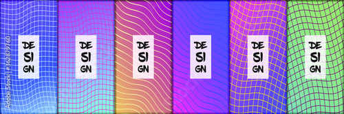 Set of modern abstract backgrounds with gradient linear waves. Simply geometric template for design