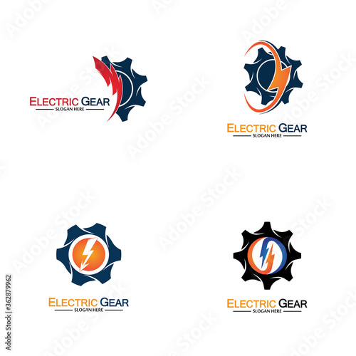 Electric gear vector logo template illustration. Suitable for business, technology and web. also, for energy and thunder symbol