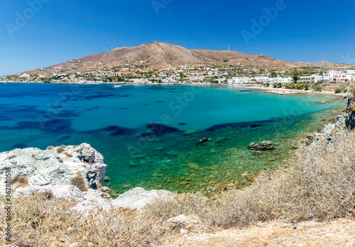 Fototapeta Naklejka Na Ścianę i Meble -  Finikas coast, one of the most famous summer resorts in Syros  island, Cyclades, Greece, Europe