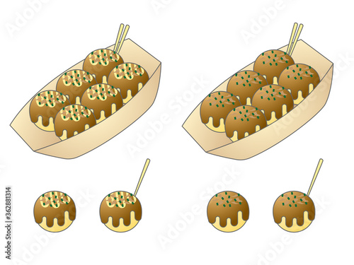 Vector illustration of Japanese food (takoyaki)