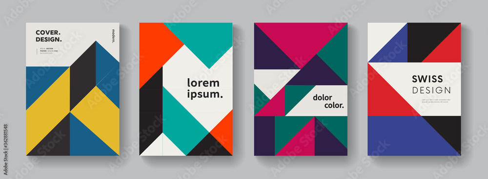 Flat geometric covers vector design. Colorful modern composition. Minimal pattern.