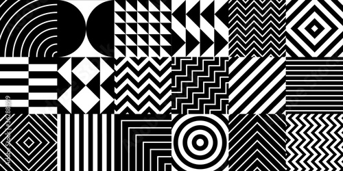 Abstract geometric monochrome pattern elements. Modern Background.