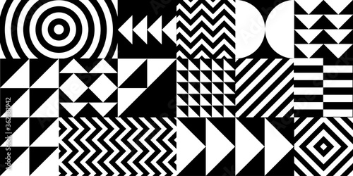 Minimal geometric pattern background. Black and White Bauhaus Composition.