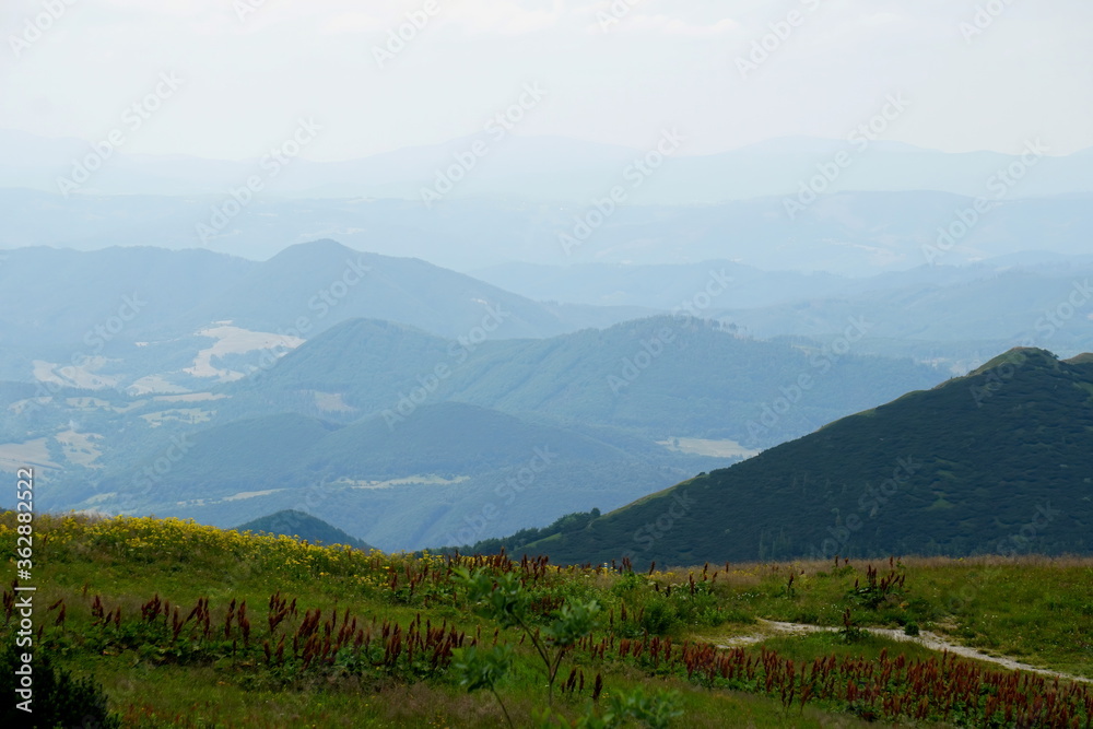 Landscape with blue Mala Fatra mountains in Slovakia