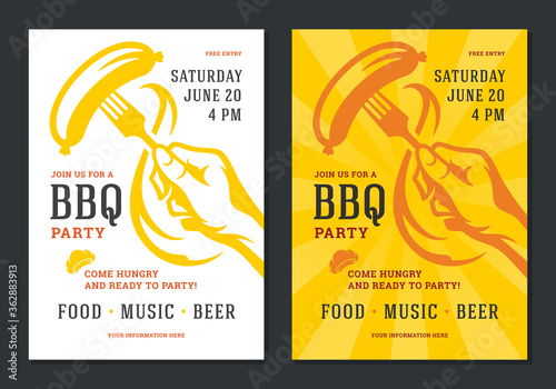 Barbecue party vector flyer or poster design template.