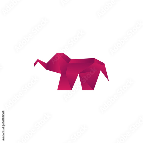 origami elephant colorful vector design template illustration