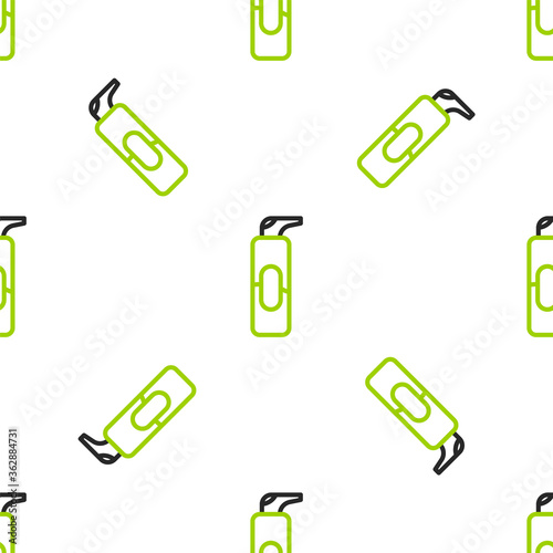 Line Spray can for hairspray, deodorant, antiperspirant icon isolated seamless pattern on white background. Vector Illustration.