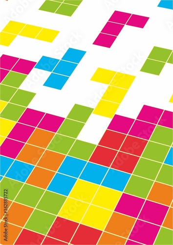 Tetris game with pieces of squares. Vector image © Виталий Салин