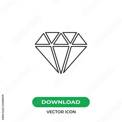 Diamond icon vector. Crystal sign