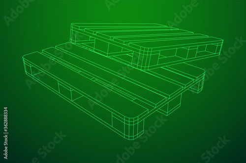 Cargo pallet for warehouse. Logistics shipping concept. Wireframe low poly mesh vector illustration.