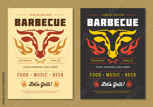 Barbecue party vector flyer or poster design template.