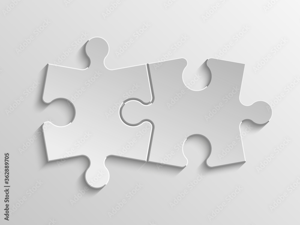 Two sided 3d puzzle presentation infographic template with explanatory text field for business statistics Two sided 3d puzzle presentation infographic template with explanatory text field for business statistics