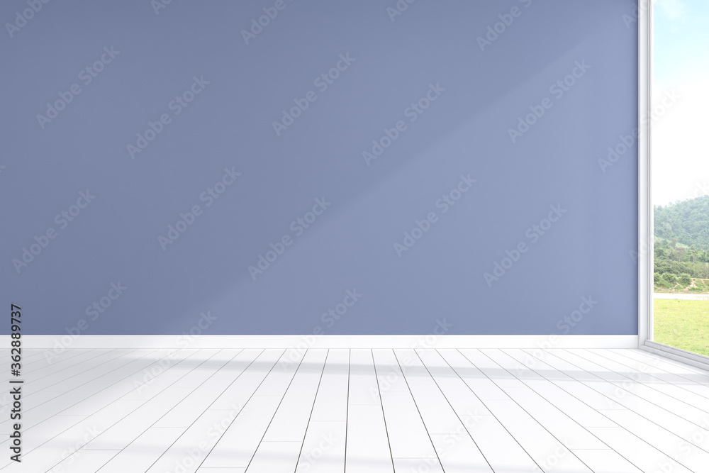 3d render of empty room with wooden floor.