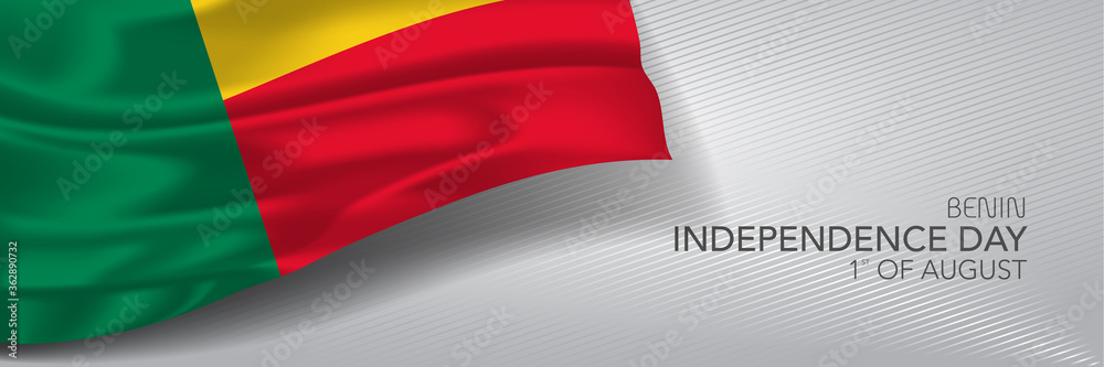 Benin independence day vector banner, greeting card.