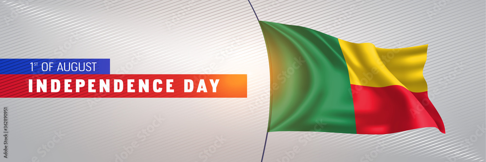 Obraz premium Benin happy independence day greeting card, banner vector illustration