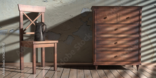 Fototapeta Naklejka Na Ścianę i Meble -  House living room interior furniture background. 3d illustration