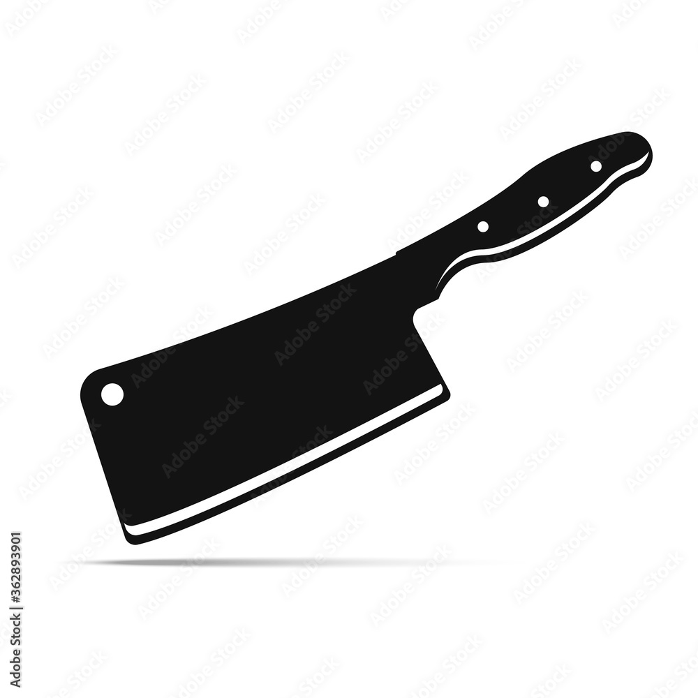 Meat cleaver knife icon, solid pictogram isolated on white. Meat cleaver knife icon, solid pictogram isolated on white.