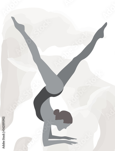 Woman making ballet movements. Nuances of gray color