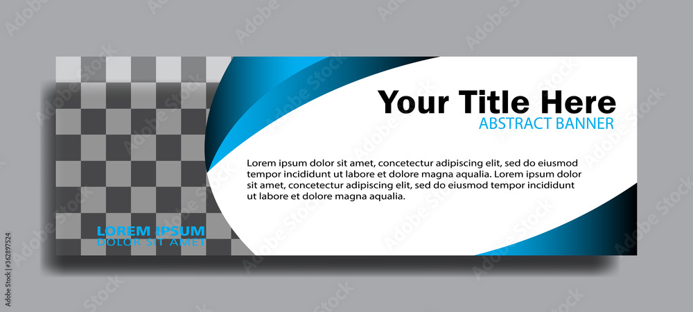 Blue web banners of standard sizes for sale with a place for photos. Design template vector