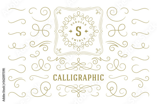 Calligraphic design elements vintage ornaments swirls and scrolls ornate decorations vector design elements.