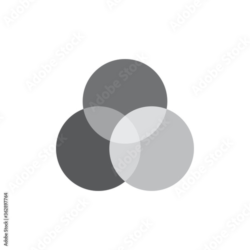 Three overlapping circles icon. Color scheme symbol modern simple vector icon for website or mobile app