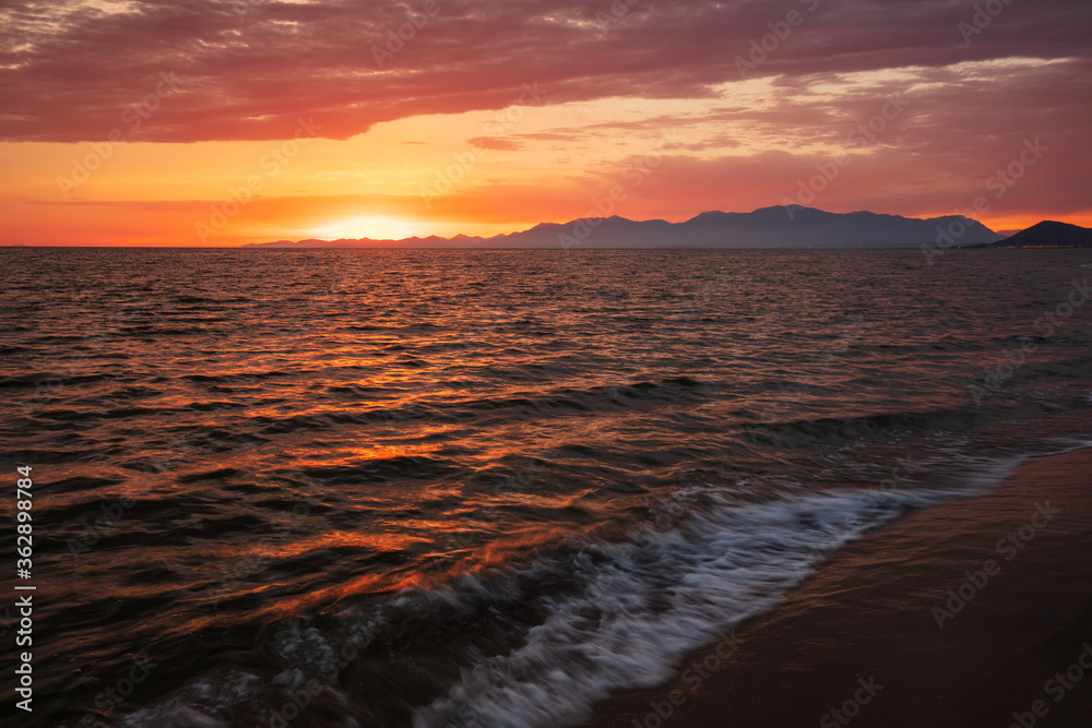 Silhouette of Gaeta's and Formia's Coastline during sunset, Italy Silhouette of Gaeta's and Formia's Coastline during sunset, Italy