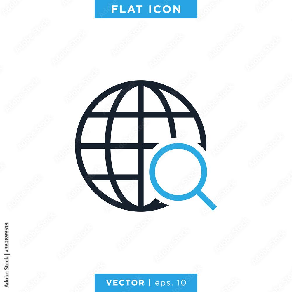 Magnifying Glass and Globe Icon Vector Design Template Magnifying Glass and Globe Icon Vector Design Template