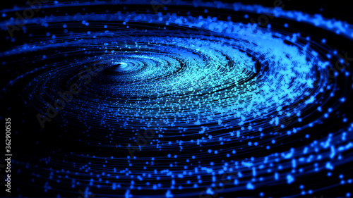 Dot-line particle vortex, big data, communication technology technology background. © hqrloveq