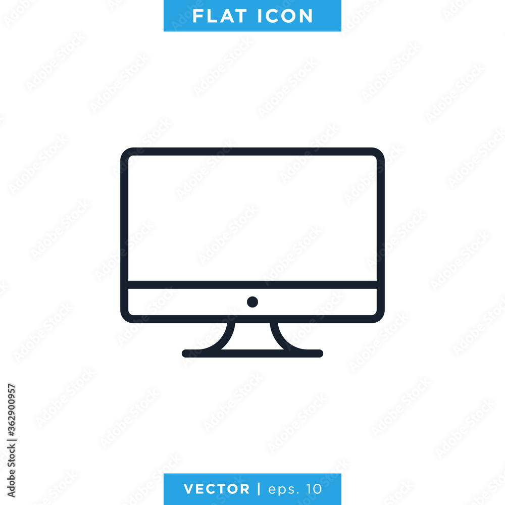 Desktop Monitor Icon Vector Design Template. Editable Stroke Desktop Monitor Icon Vector Design Template. Editable Stroke