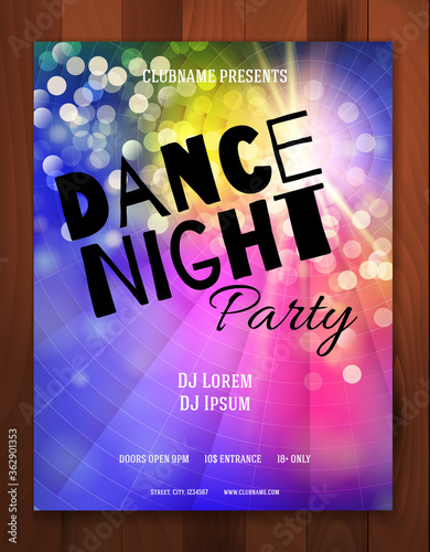 Dance Night  Party poster design. Vector