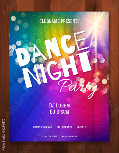 Dance Night  Party poster design. Vector
