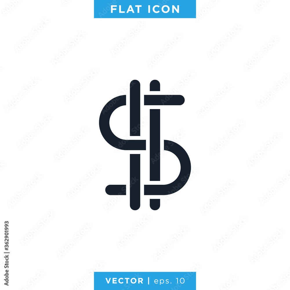 Dollar Sign Icon Vector Logo Design Template. Currency Icon Dollar Sign Icon Vector Logo Design Template. Currency Icon