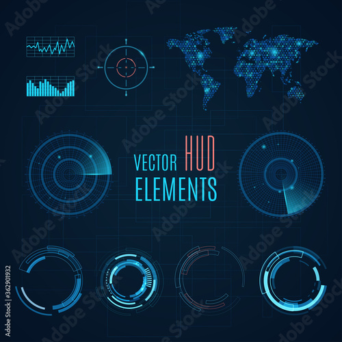 HUD Elements.Sci Fi Futuristic User Interface. Menu Button. Vector Illustration.