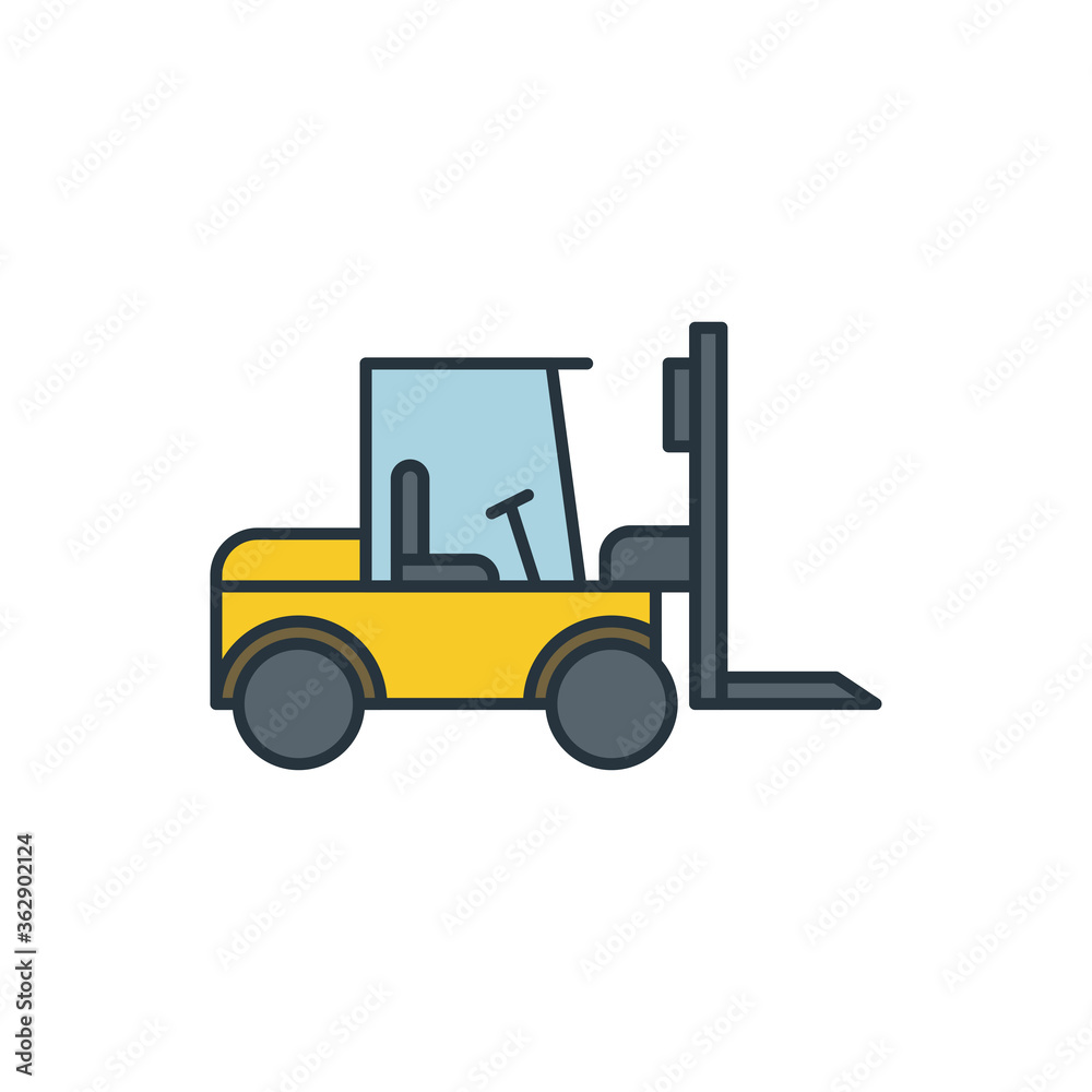 Use forklift loader vector icon symbol tools isolated on white background Use forklift loader vector icon symbol tools isolated on white background