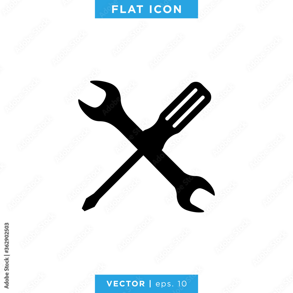 Tools Icon Vector Logo Design Template. Screwdriver and Wrench Icon