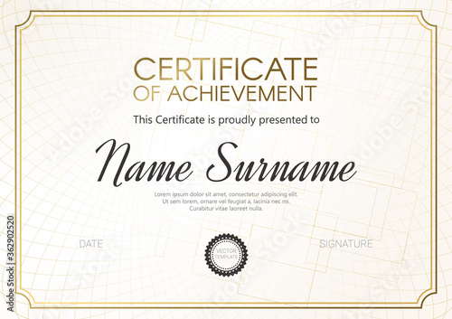 Certificate or diploma template with elegant silver design. Vector illustration.