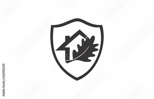 Free Download This is a combination of oak leaves, house and shield and has one color that is black - GFXLoad