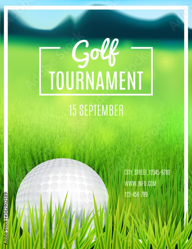 Golf tournament poster template. Flyer design. Vector illustration