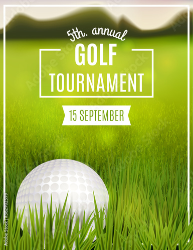 Golf tournament poster template. Flyer design. Vector illustration