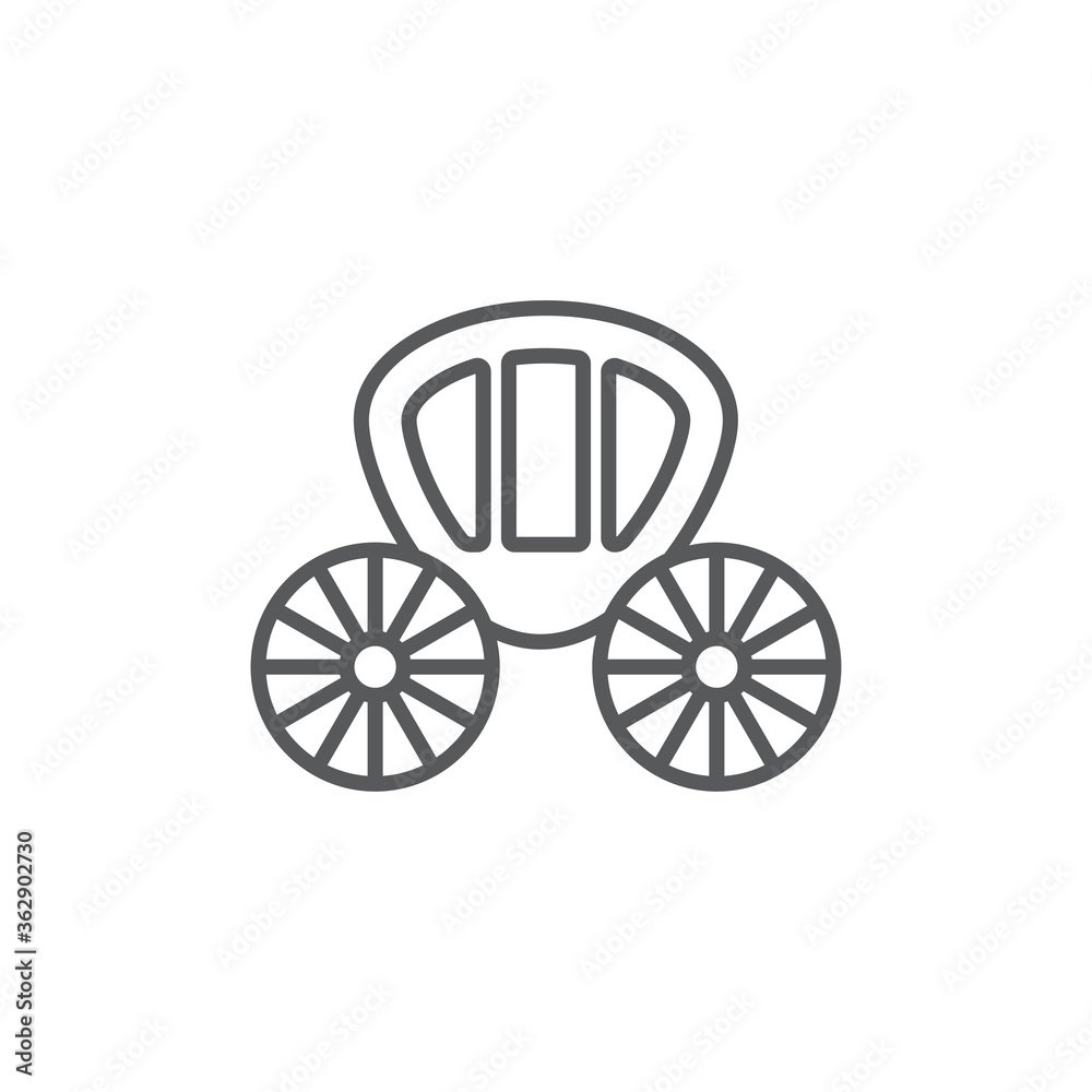 Fototapeta premium Wedding carriage vector icon symbol isolated on white background
