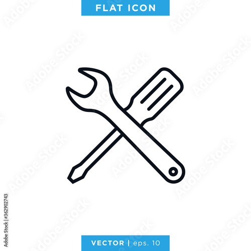 Tools Icon Vector Logo Design Template. Screwdriver and Wrench Icon
