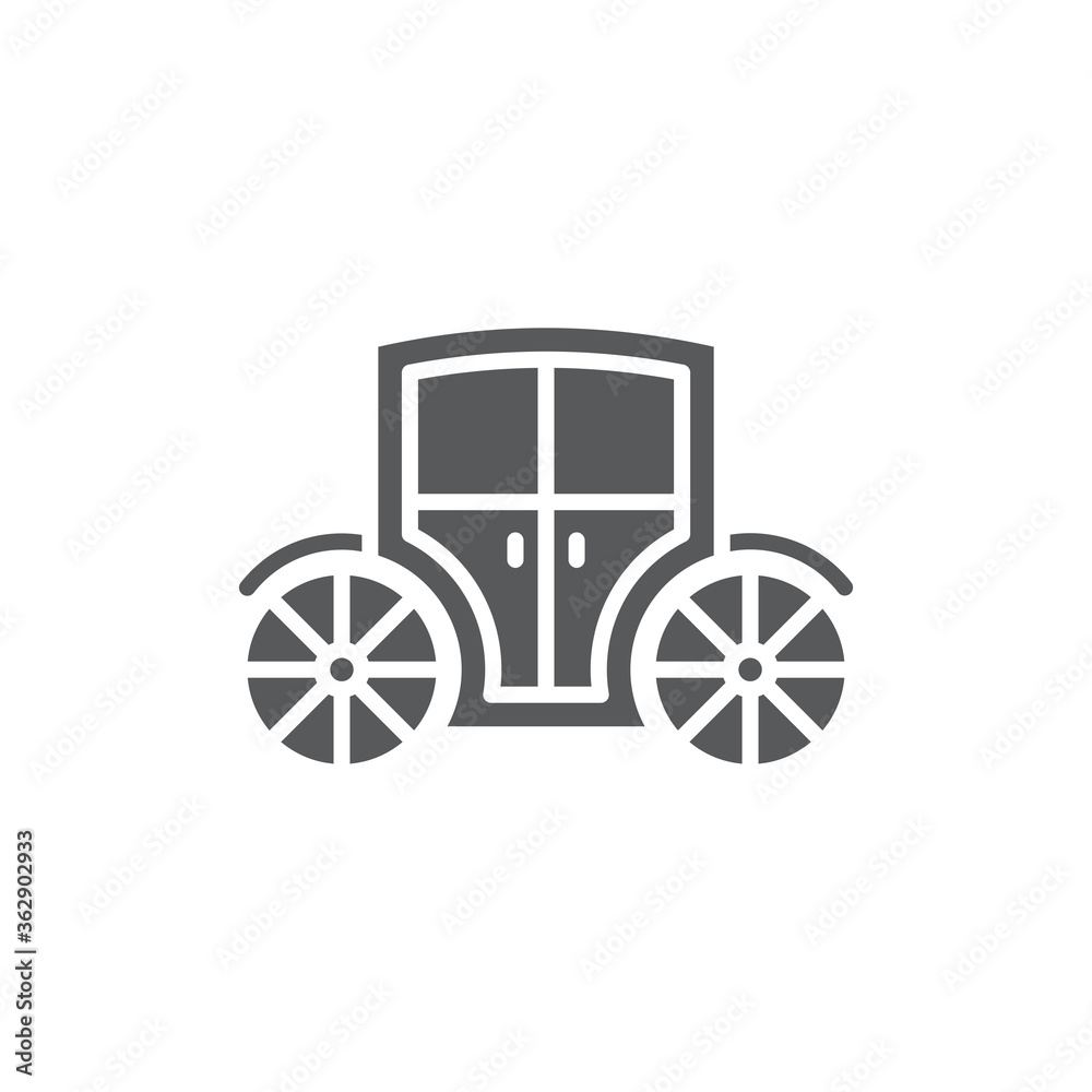 Wedding carriage vector icon symbol isolated on white background