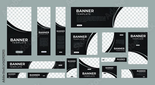 set of creative web banners of standard size with a place for photos. Vertical, horizontal and square template. vector illustration