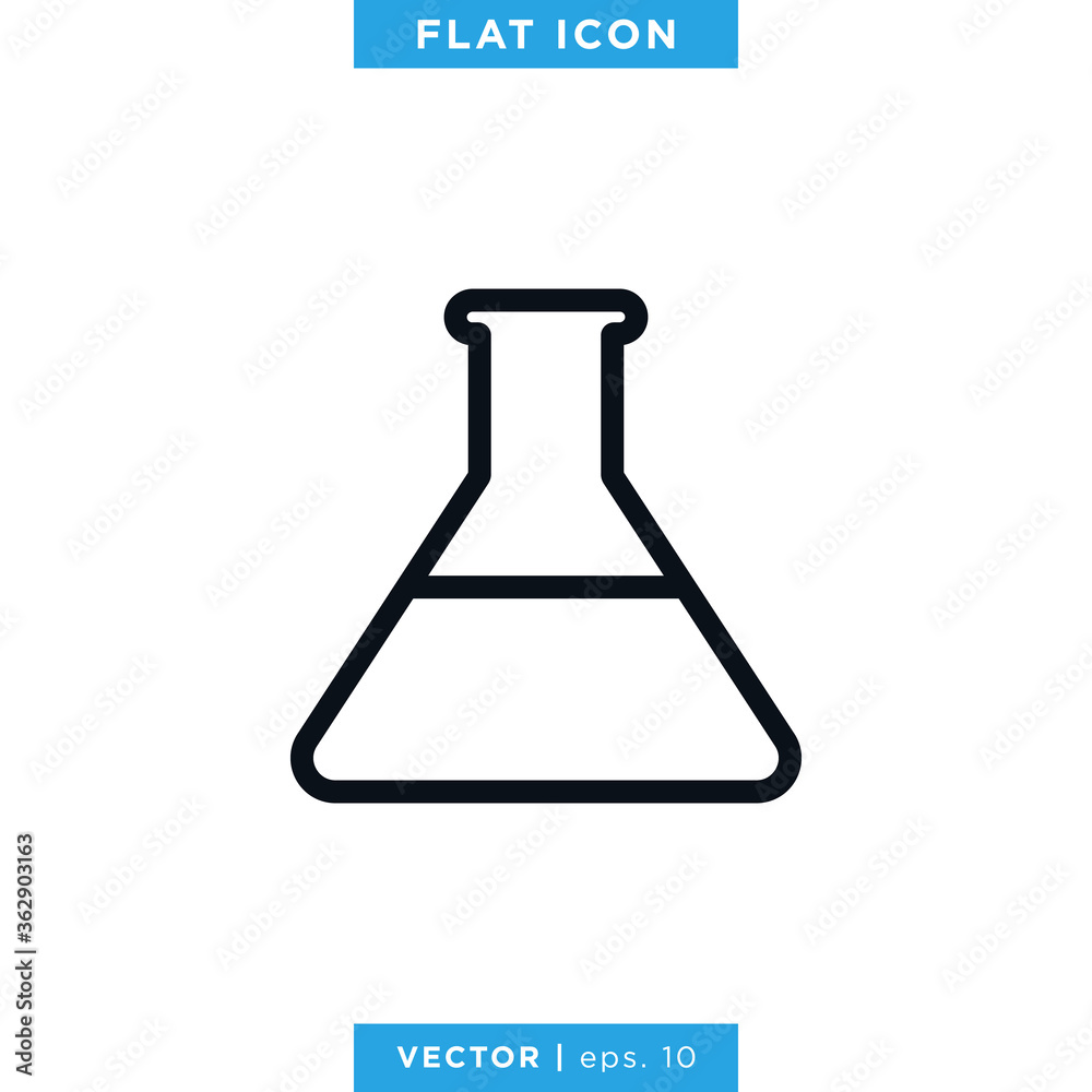 Flask Erlenmeyer Icon Vector Design Template. Lab Equipment Sign. Flask Erlenmeyer Icon Vector Design Template. Lab Equipment Sign.