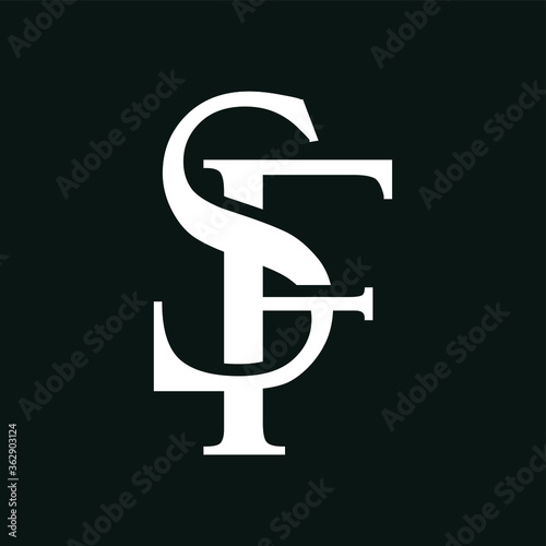Initial letter SF logo template with overlap vintage font illustration in flat design monogram symbol