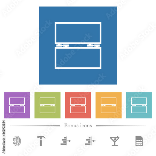 Empty toolbox flat white icons in square backgrounds