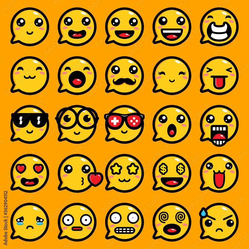 design vector set of cute emojis design vector set of cute emojis