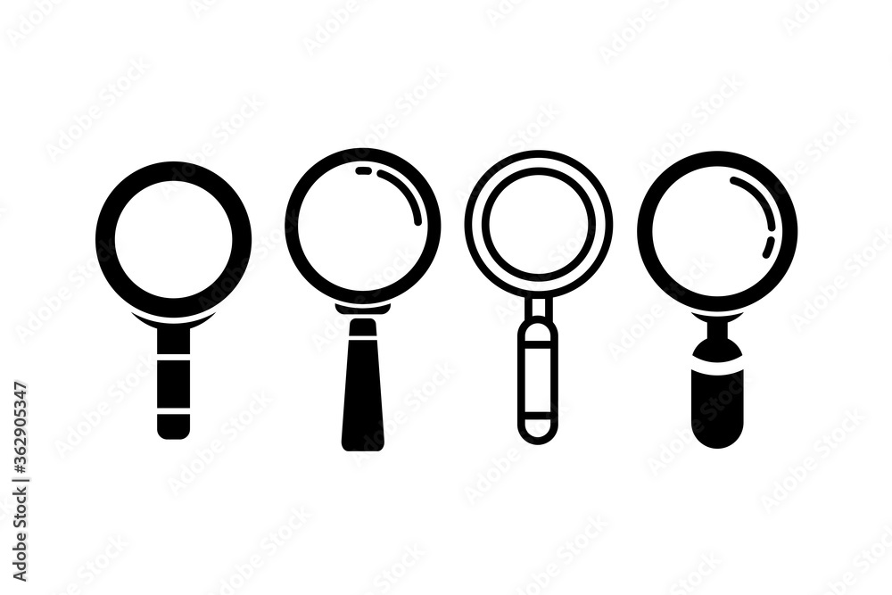 Vector Set of Different Flat Loupe Icon Illustration, Search or Find Silhouette Symbol Template Design Vector Set of Different Flat Loupe Icon Illustration, Search or Find Silhouette Symbol Template Design