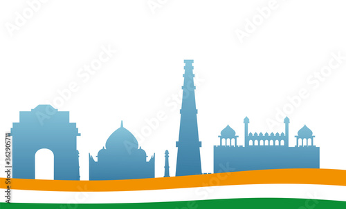 silhouettes famous monuments of india