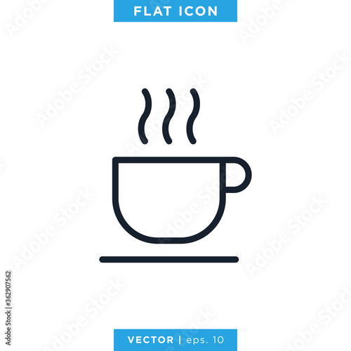 Hot Drink Icon Vector Design Template. Hot Coffee Icon.